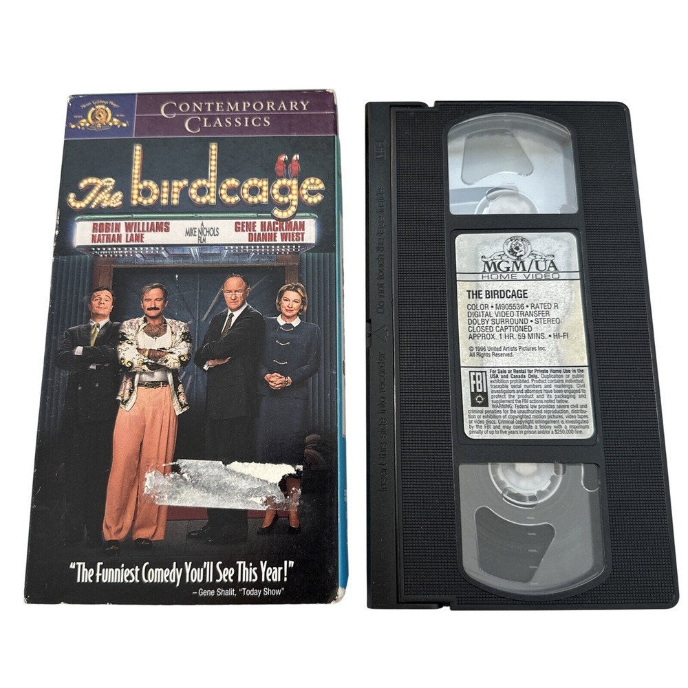 The Birdcage VHS 1996 Robin Williams Nathan Lane MGM Comedy Movie M905536